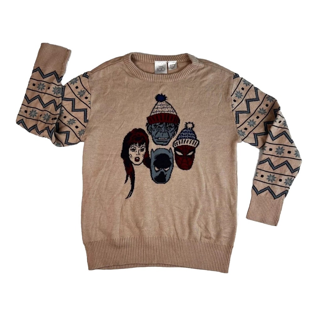 Marvel Boy's Medium Sweater Disney‎ 100 Hulk Black Panther Holiday Knit